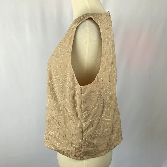 NWT Express Tan Blouse with Metallic Thread and Button Down Back - Size Large - Picture 4 of 14